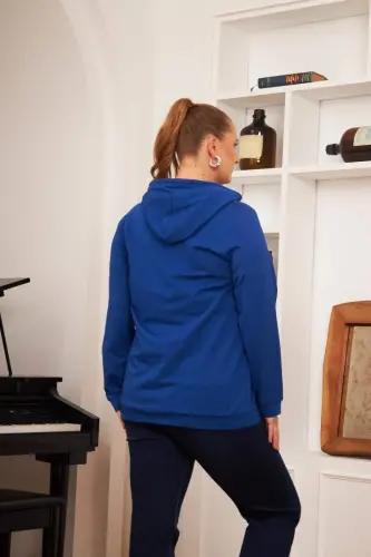 Hooded Plus Size Teal Sweatshirt - 5