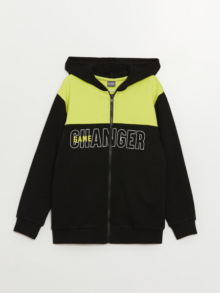 Hooded Printed Long Sleeve Boys Zipper Sweatshirt - 7