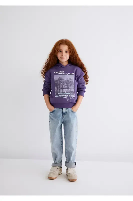 Hooded Printed Purple Sweatshirt 7s10054-88135 - MAVI
