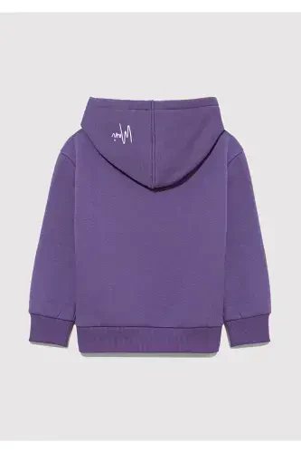 Hooded Printed Purple Sweatshirt 7s10054-88135 - 4