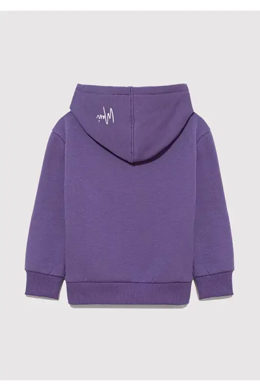 Hooded Printed Purple Sweatshirt 7s10054-88135 - 4