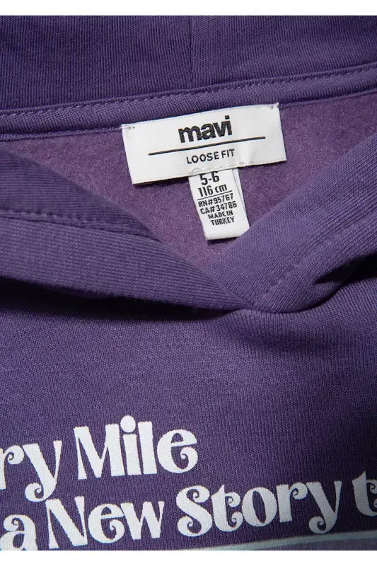 Hooded Printed Purple Sweatshirt 7s10054-88135 - 5