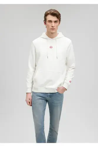 Hooded Printed White Sweatshirt 0s10077-70057 - 1