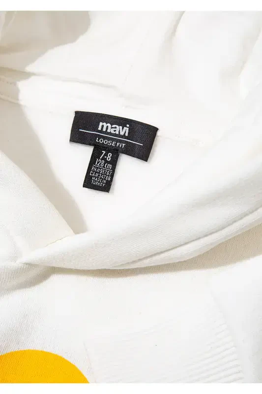 Hooded Printed White Sweatshirt 6S10077-70057 - 5