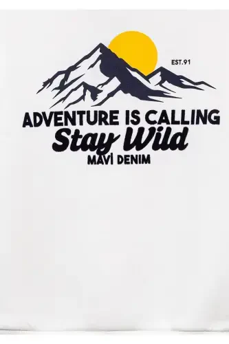 Hooded Printed White Sweatshirt 6S10077-70057 - 6