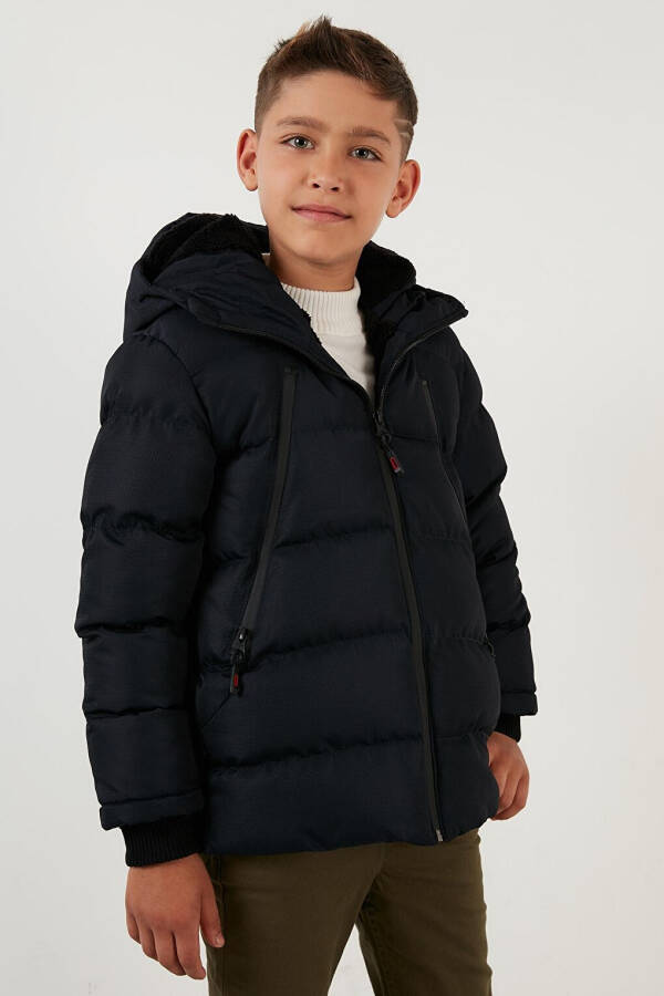 Hooded Puffer Jacket with Fleece Lined Pockets and Zipper 5760040 - 11