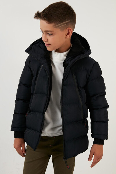 Hooded Puffer Jacket with Fleece Lined Pockets and Zipper 5760040 - 14