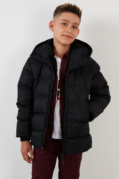 Hooded Puffer Jacket with Fleece Lined Pockets and Zipper 5760040 - 14