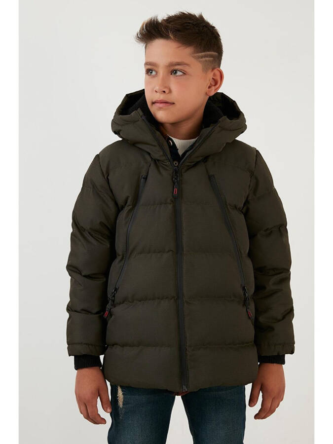 Hooded Puffer Jacket with Fleece Lined Zippered Pockets 5760040 - 7