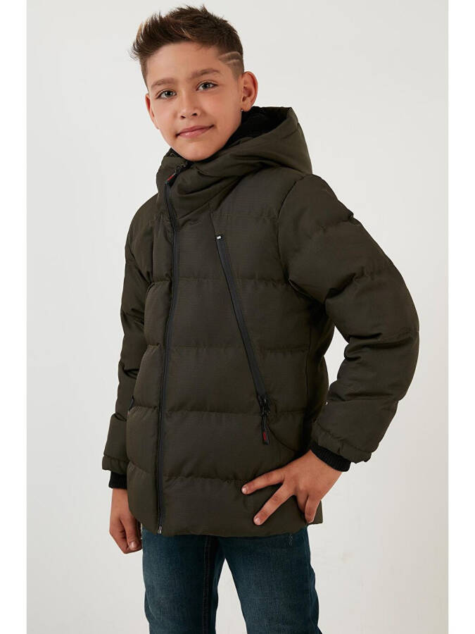 Hooded Puffer Jacket with Fleece Lined Zippered Pockets 5760040 - 9