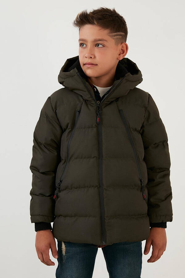 Hooded Puffer Jacket with Fleece Lined Zippered Pockets 5760040 - 12