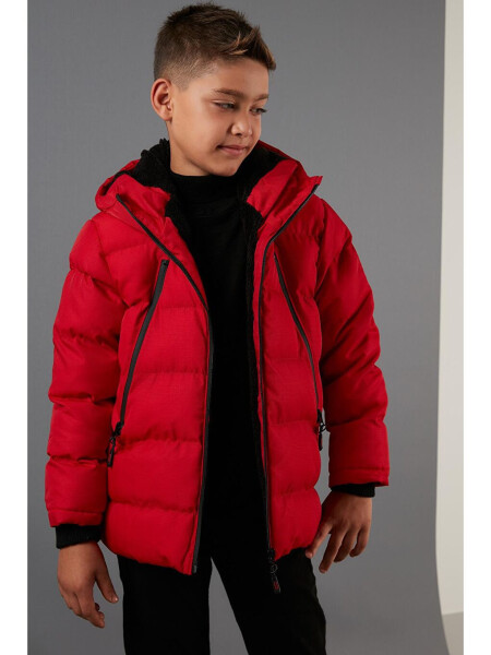 Hooded Puffer Jacket with Fleece Lined Zippered Pockets 5760040 
