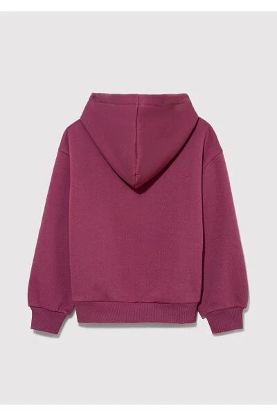 Hooded Purple Sweatshirt with Logo Print - 3