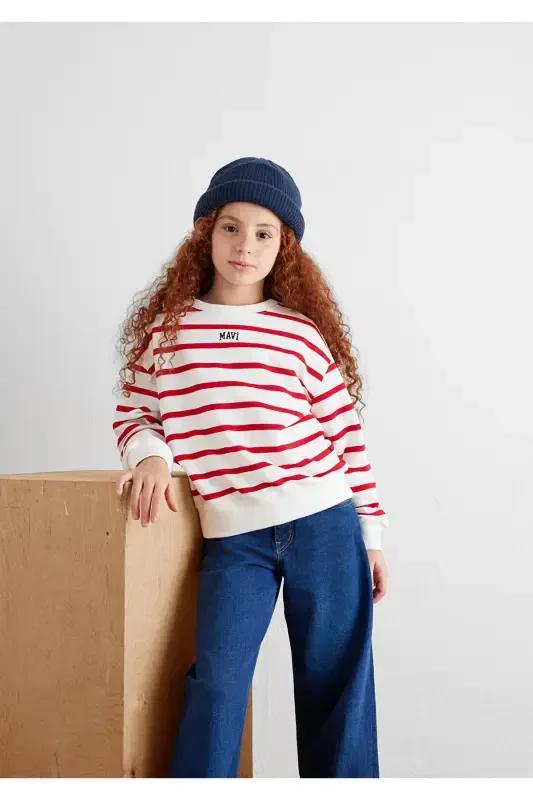 Hooded Sweatshirt with Logo and Red Stripes 7s10038-82054 - 1