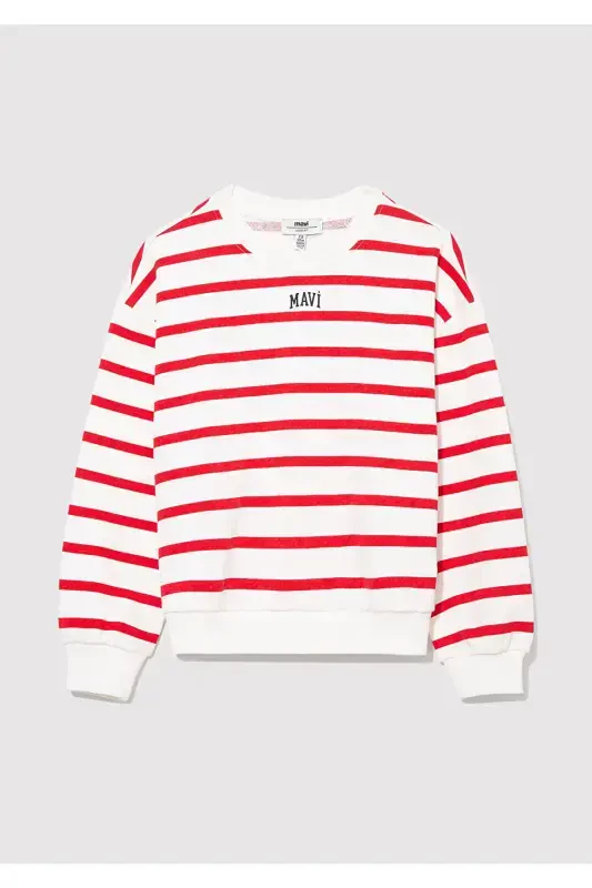 Hooded Sweatshirt with Logo and Red Stripes 7s10038-82054 - 3