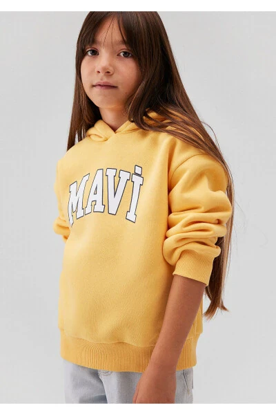Hooded Sweatshirt with Logo, Yellow 7610035-71377 - MAVI