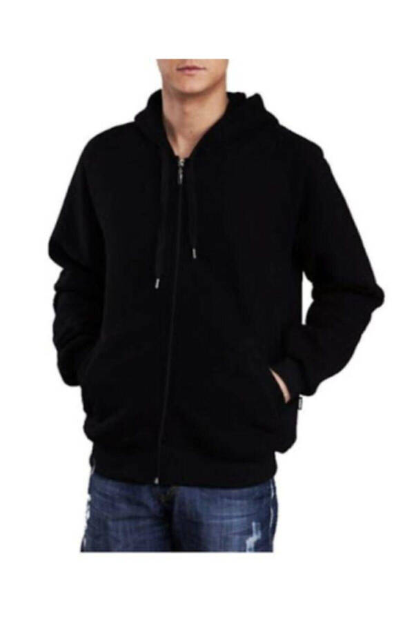 Hooded sweatshirt with zipper and fleece - 1