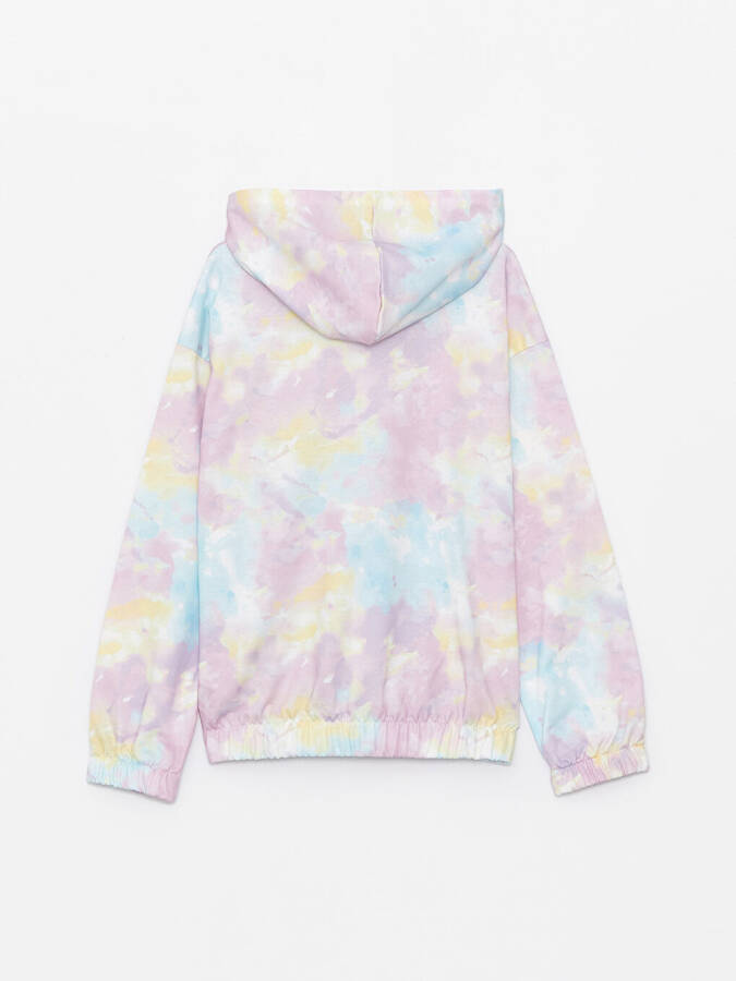 Hooded Tie-Dye Long Sleeve Zippered Sweatshirt for Girls - 5