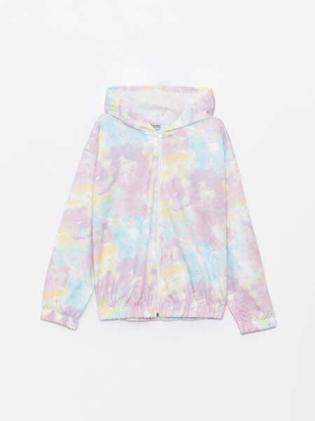 Hooded Tie-Dye Long Sleeve Zippered Sweatshirt for Girls - 7