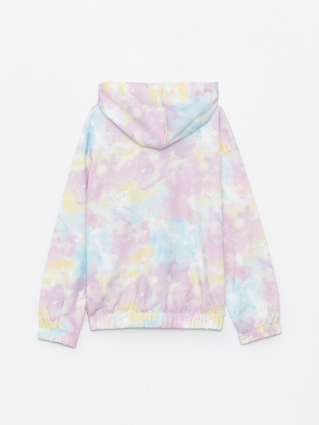 Hooded Tie-Dye Long Sleeve Zippered Sweatshirt for Girls - 8