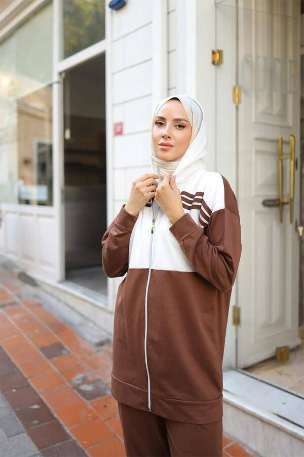 Hooded Two-Piece Sweatsuit TRN1016 Coffee - 6