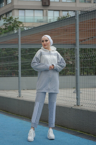 Hooded Two-Piece Tracksuit Trn1016 Grey - 10