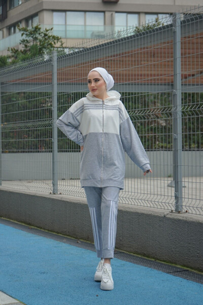 Hooded Two-Piece Tracksuit Trn1016 Grey - 13