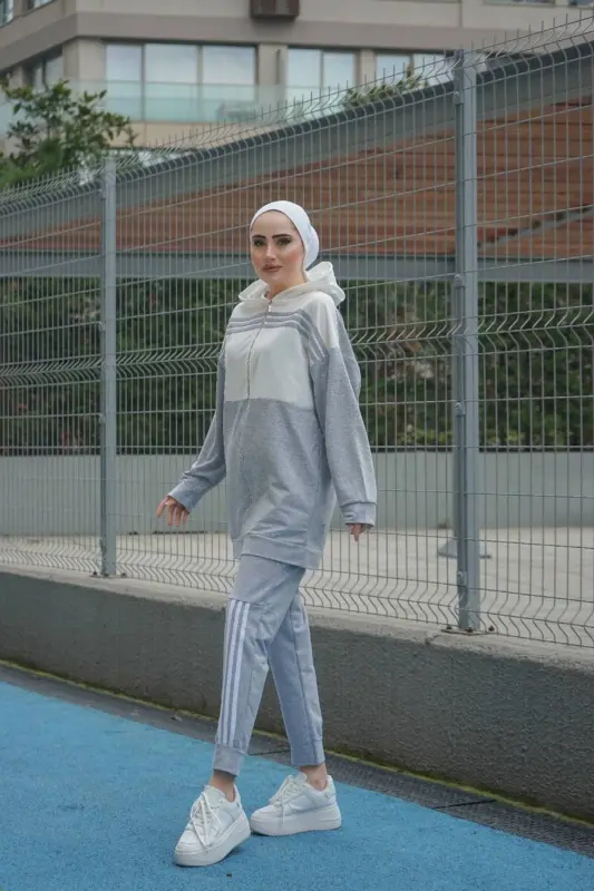 Hooded Two-Piece Tracksuit Trn1016 Grey - 4