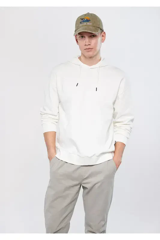 Hooded White Basic Sweatshirt 0610062-70057-White - 2