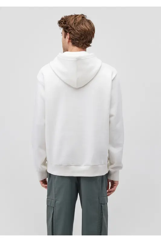 Hooded White Basic Sweatshirt - 3