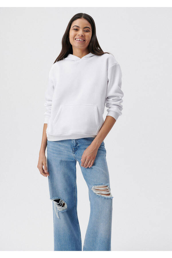 Hooded White Basic Sweatshirt 167299-70000 - 16