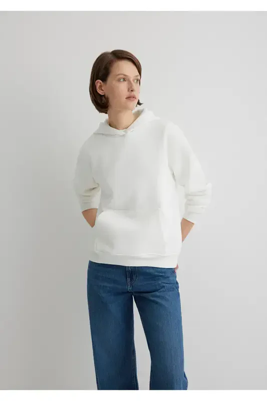 Hooded White Basic Sweatshirt 167299-70057 - MAVI