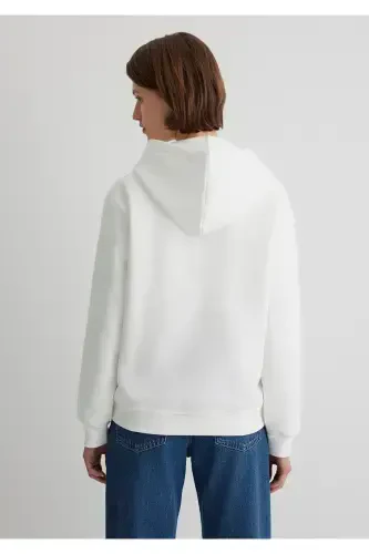 Hooded White Basic Sweatshirt 167299-70057 - 3