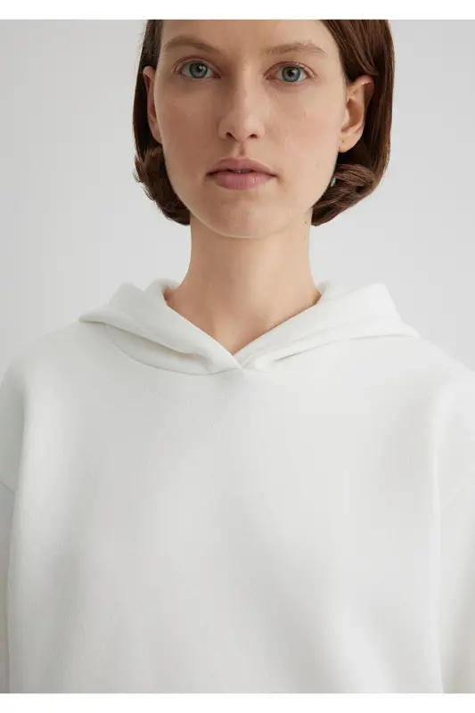 Hooded White Basic Sweatshirt 167299-70057 - 4