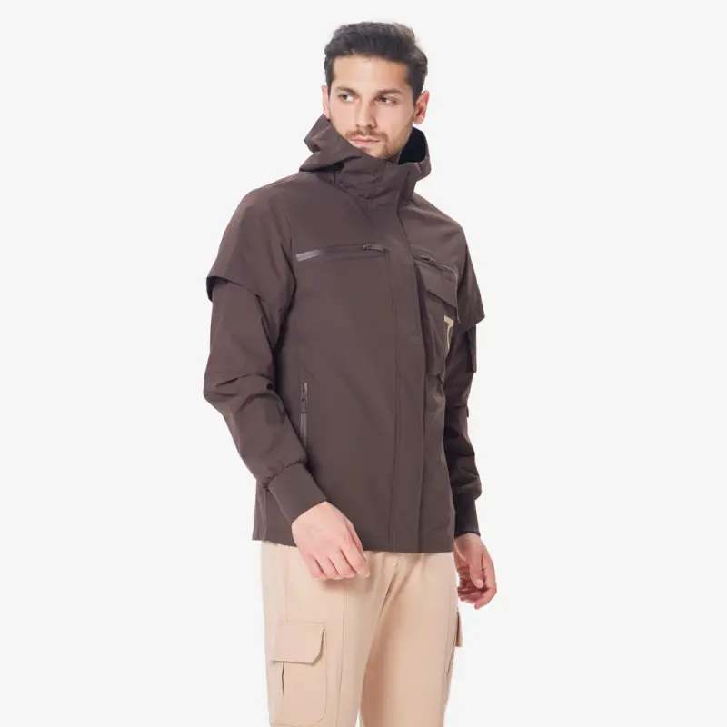 Hooded windbreaker - DARK BROWN - 9