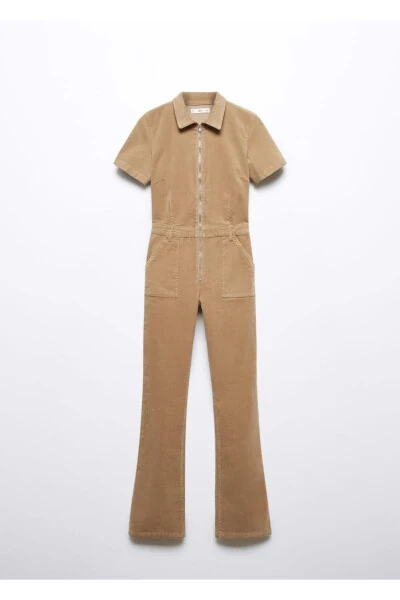 Hooded Zip-Front Corduroy Jumpsuit - 3