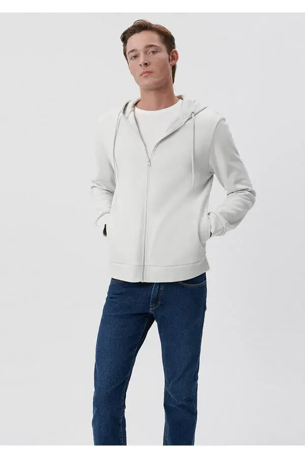 Hooded Zip-Up Grey Basic Sweatshirt 0s10013-80618 - 1