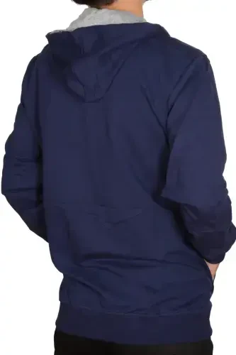 Hooded Zip-Up Sweat Cardigan-NAVY BLUE - MODAZONE (1)