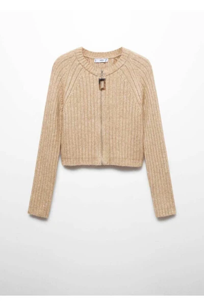 Hooded Zipper Detailed Ribbed Sweatshirt - 3