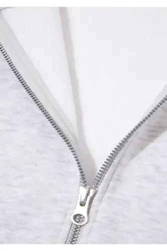 Hooded Zippered Grey Sweatshirt 1610221-80196 - 6