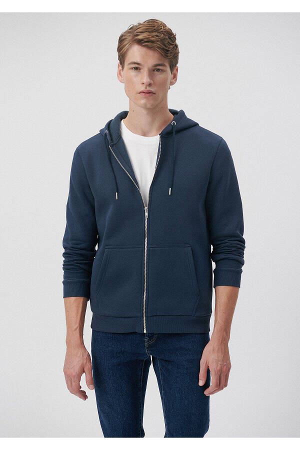 Hooded Zippered Navy Sweatshirt 0610061-70490 - 7