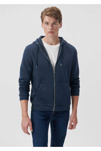 Hooded Zippered Navy Sweatshirt 0610061-70490 - 8