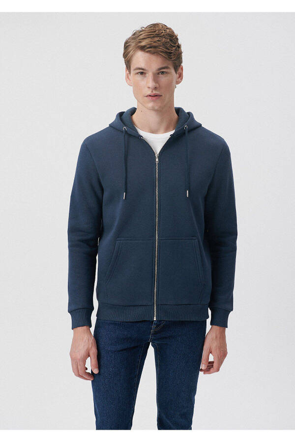 Hooded Zippered Navy Sweatshirt 0610061-70490 - 9