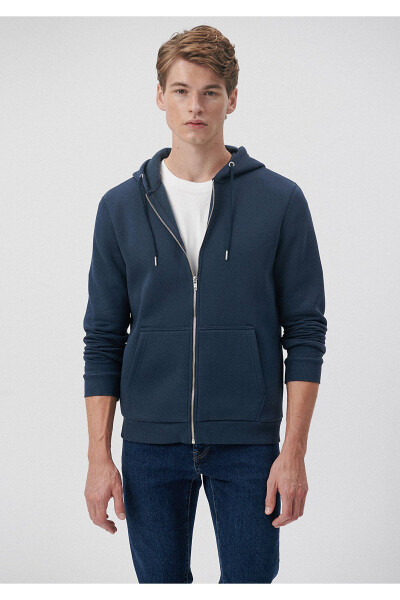 Hooded Zippered Navy Sweatshirt 0610061-70490 - 1