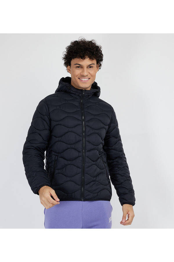 Hooded Zippered Puffer Jacket - 1