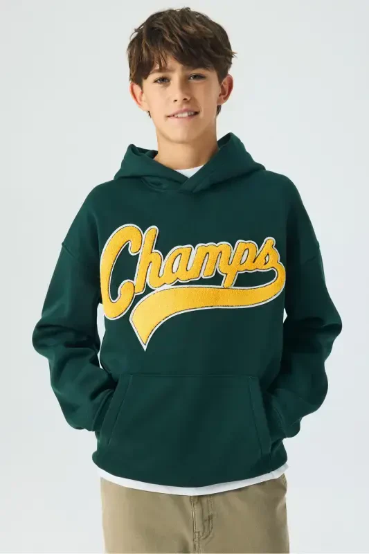 Hoodie-Dark green/Champs - 1