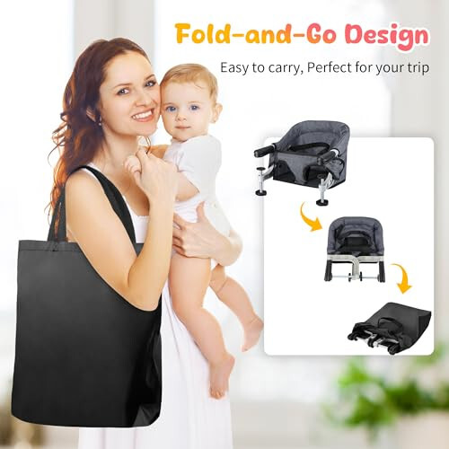 Hook On Chair, Clip on High Chair, Fold-Flat Storage Portable Baby Feeding Seat, High Load Design, Attach to Fast Table Chair Removable Seat for Home and Travel (Grey) - 19