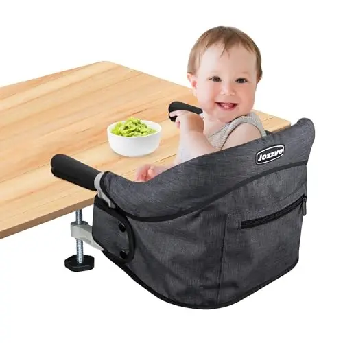 Hook On High Chair, Jozzve Baby High Chair, Portable High Chair for Travel, Foldable Fast Table Chair with Storage Bag, Baby Feeding Seat Clip On High Chair for Home and Travel (Black) - HOOK