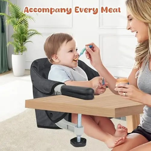 Hook On High Chair, Jozzve Baby High Chair, Portable High Chair for Travel, Foldable Fast Table Chair with Storage Bag, Baby Feeding Seat Clip On High Chair for Home and Travel (Black) - 5