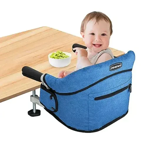 Hook On High Chair, Jozzve Baby High Chair, Portable High Chair for Travel, Foldable Fast Table Chair with Storage Bag, Baby Feeding Seat Clip On High Chair for Home and Travel (Bright Blue) - 1